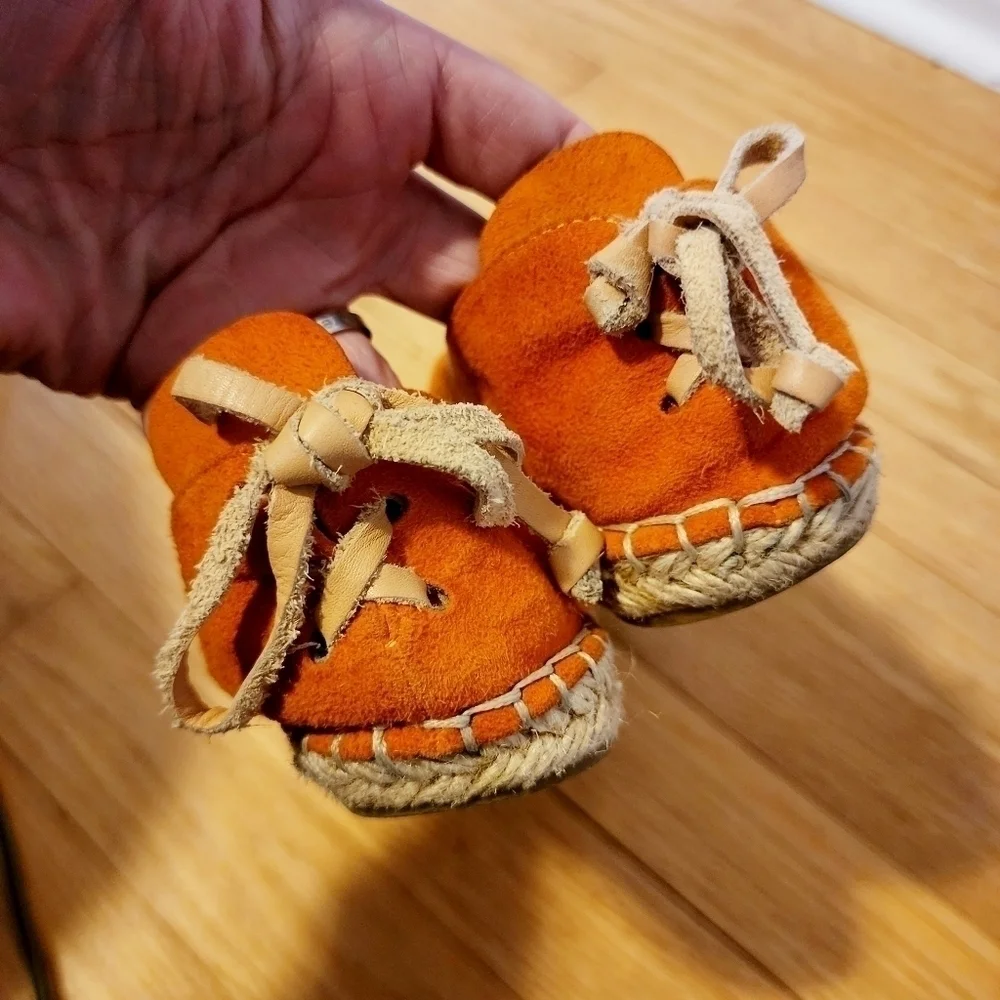 House of Harlow 1960 Callan Espadrilles Flats Burnt Orange Suede Leather Size 6